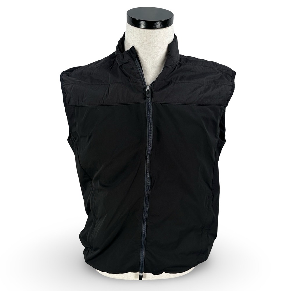 Johnnie-O Mens Clutch Hybrid Performance Zip Vest Black Large Lightweight Golf